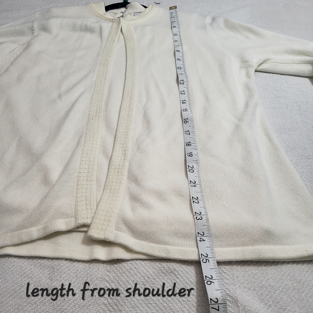 Designers Originals Luxelon Ivory Shine Open Cardigan Sleeveless Tank Set medium - Picture 8 of 12